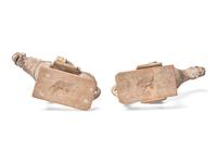 Two Chinese Painted Pottery Equestrian Figures, Ming Dynasty