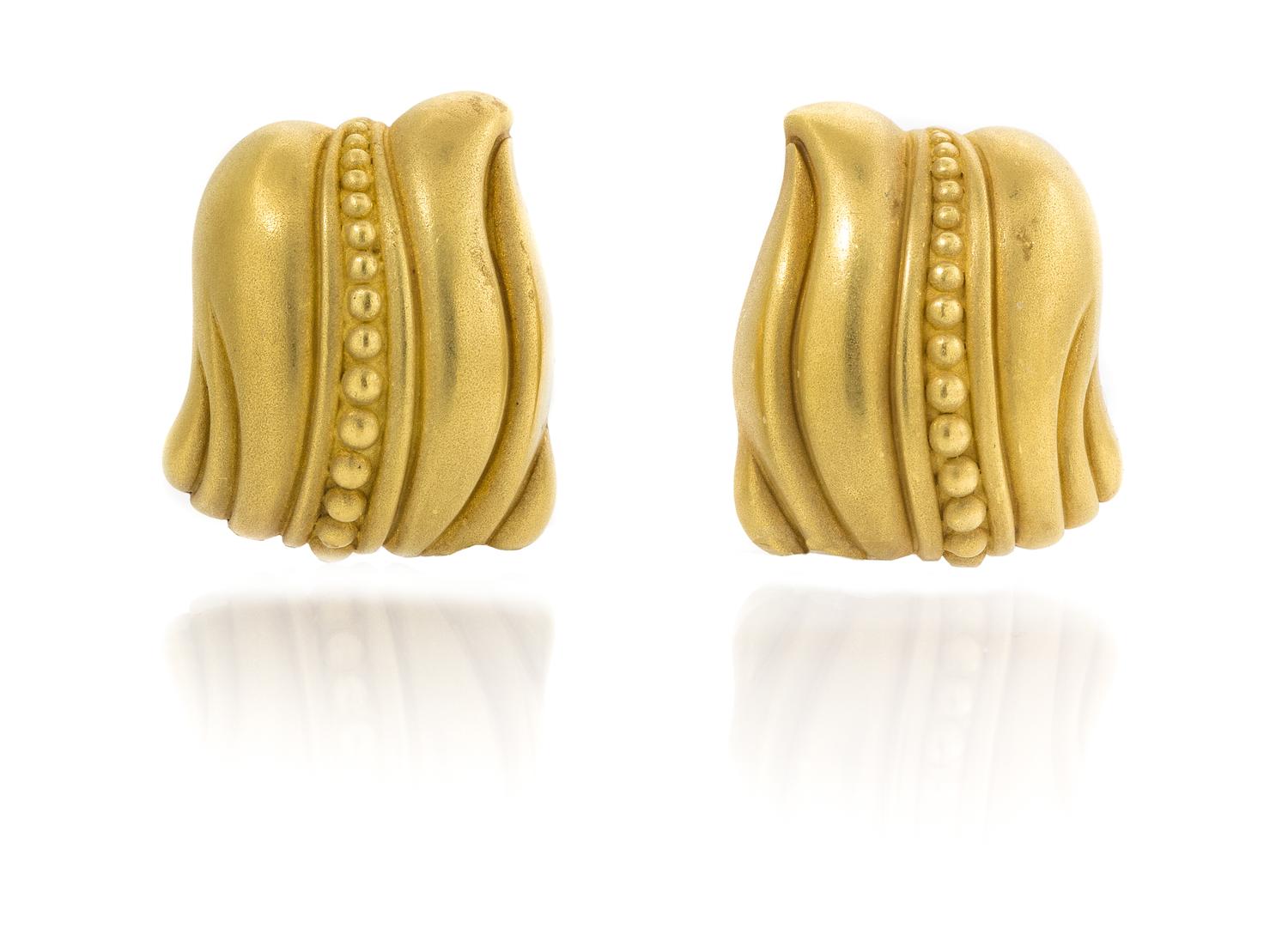 A Pair of 18 Karat Yellow Gold Earclips, Kieselstein-Cord, 26.90 dwts.
