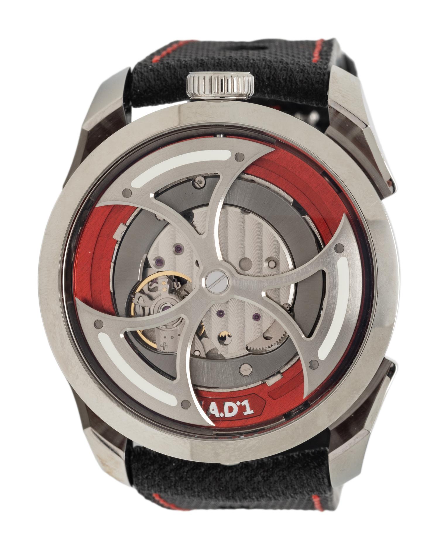 M.A.D. 1 RED BY MB & F, STAINLESS STEEL AUTOMATIC WATCH