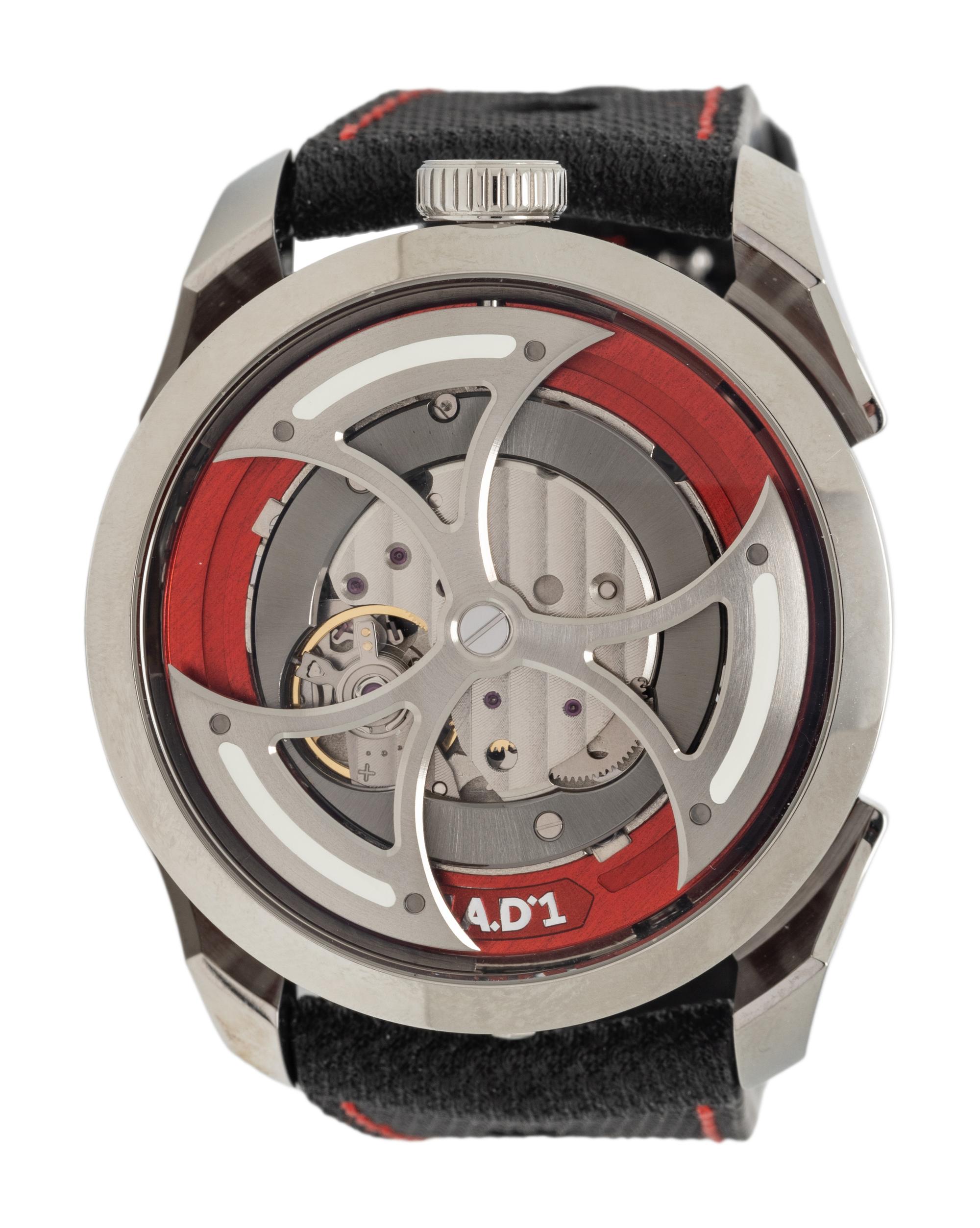 M.A.D. 1 RED BY MB & F, STAINLESS STEEL AUTOMATIC WATCH