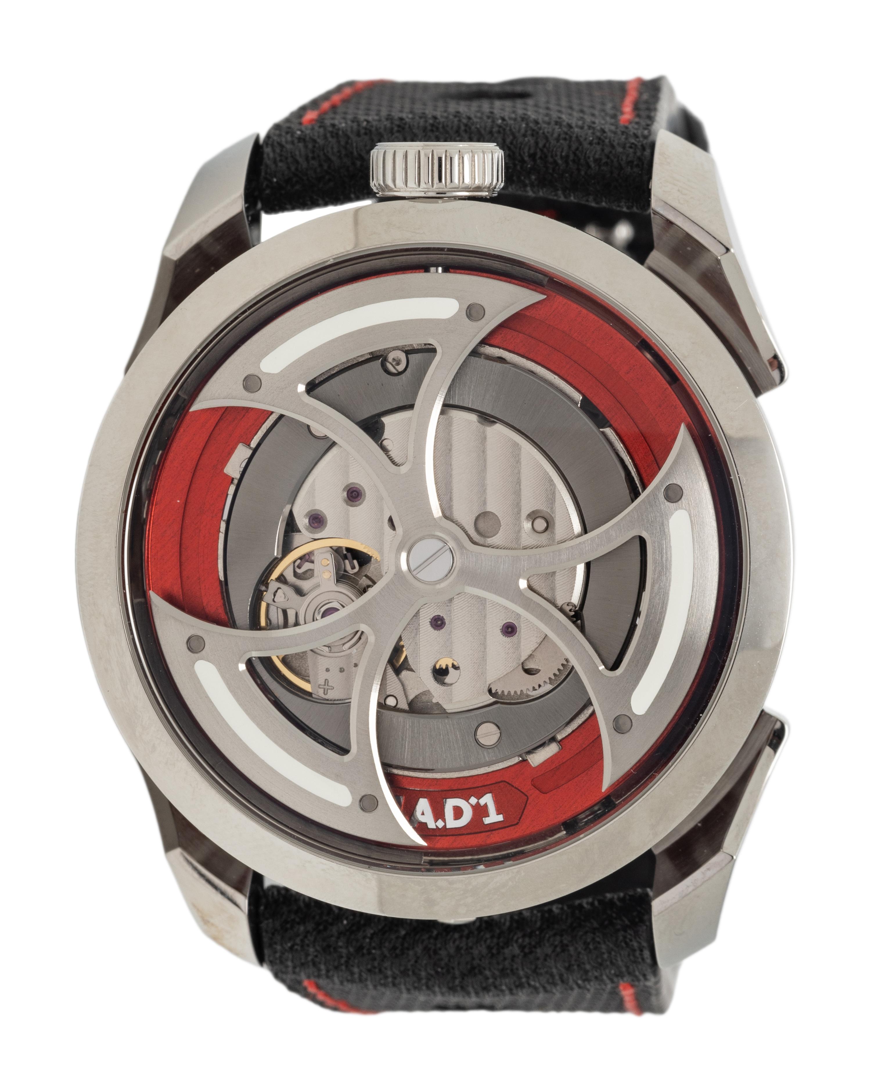 M.A.D. 1 RED BY MB & F, STAINLESS STEEL AUTOMATIC WATCH