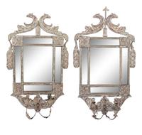 A Pair of Regency Painted Girandole Mirrors