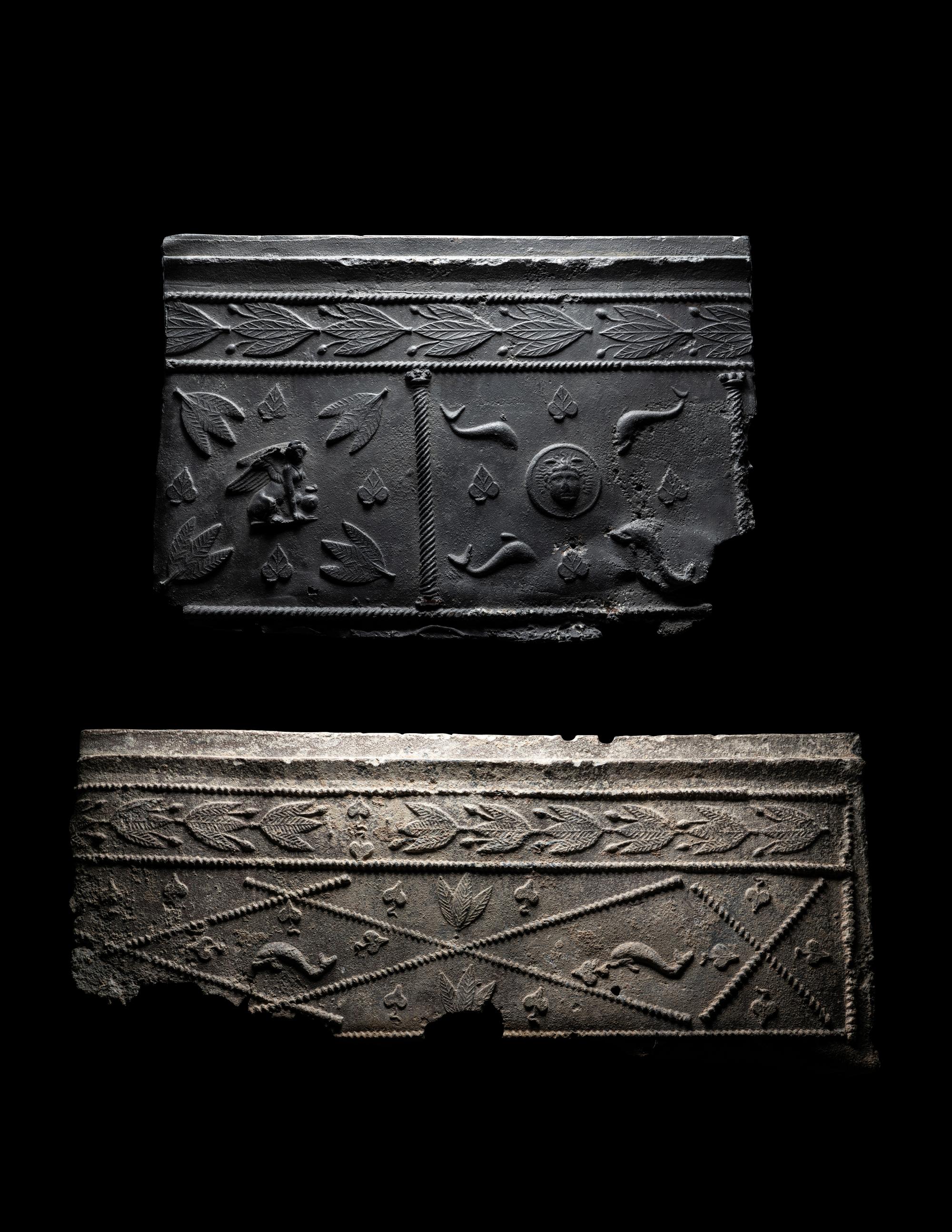 Two Roman Lead Sarcophagus Fragments