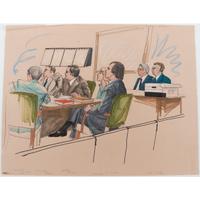 Joan Andrew, Washington Post and CNN Sketch Artist, 16 Original Sketches Documenting the 1980 Trial of Felt "Deep Throat" and Miller, Incl. Former President Nixon