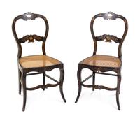 A Pair of French Stencil-Decorated Balloon-Back Side Chairs