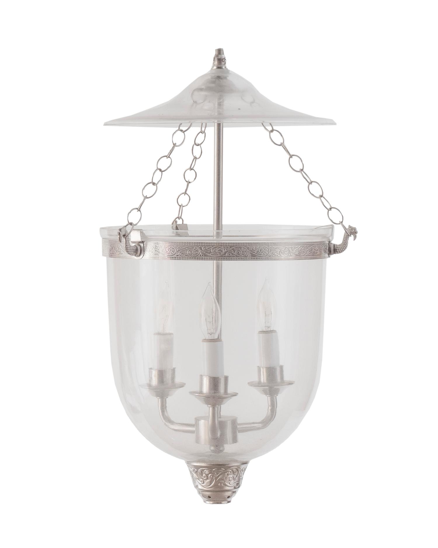 A Gilt Metal and Glass Bell Jar Hall Lantern — 20TH CENTURY