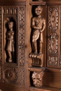 An Italian Renaissance Revival Walnut Cabinet on Stand