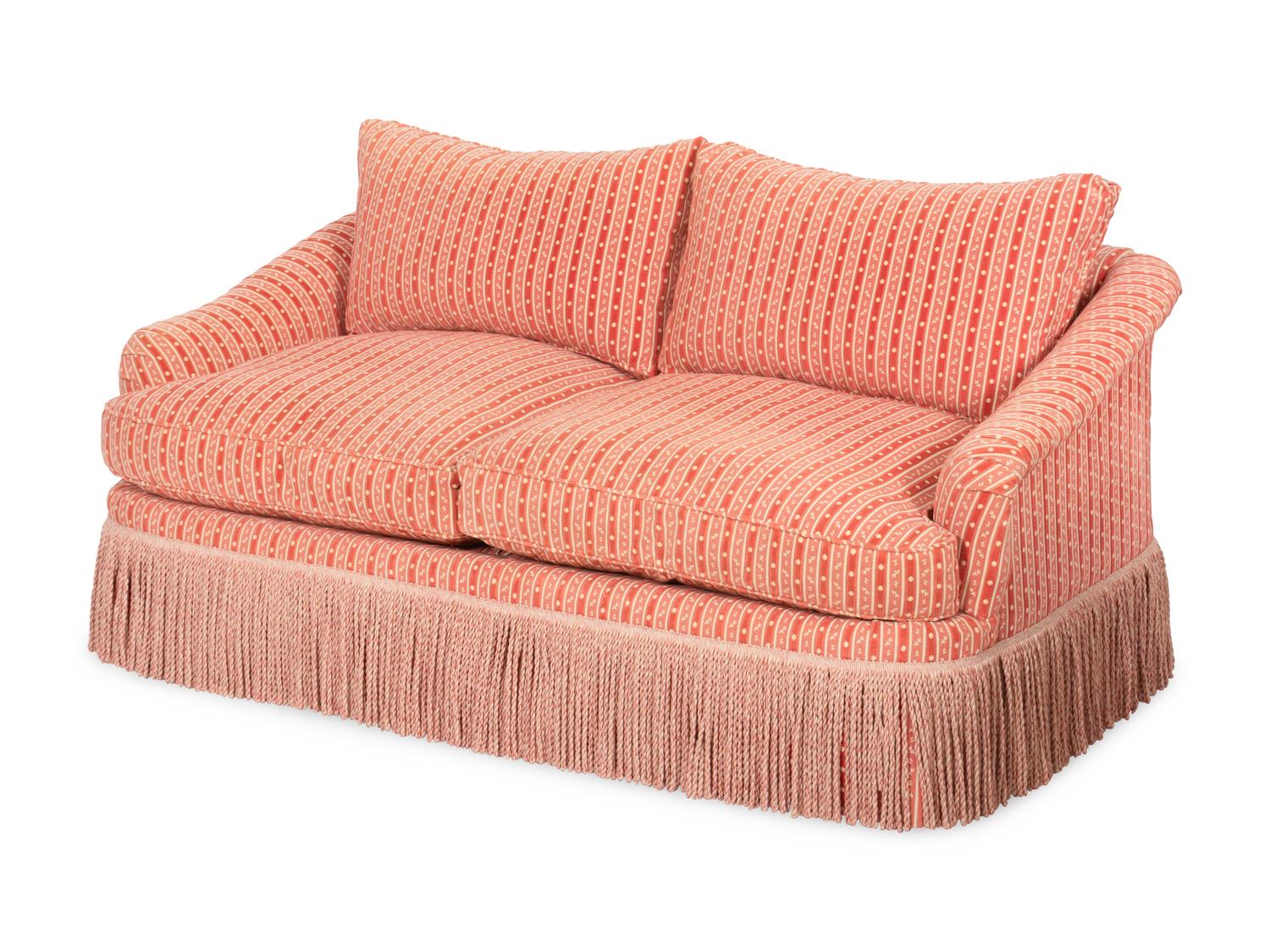 A Custom Two-Cushion Sofa with Bullion Fringe