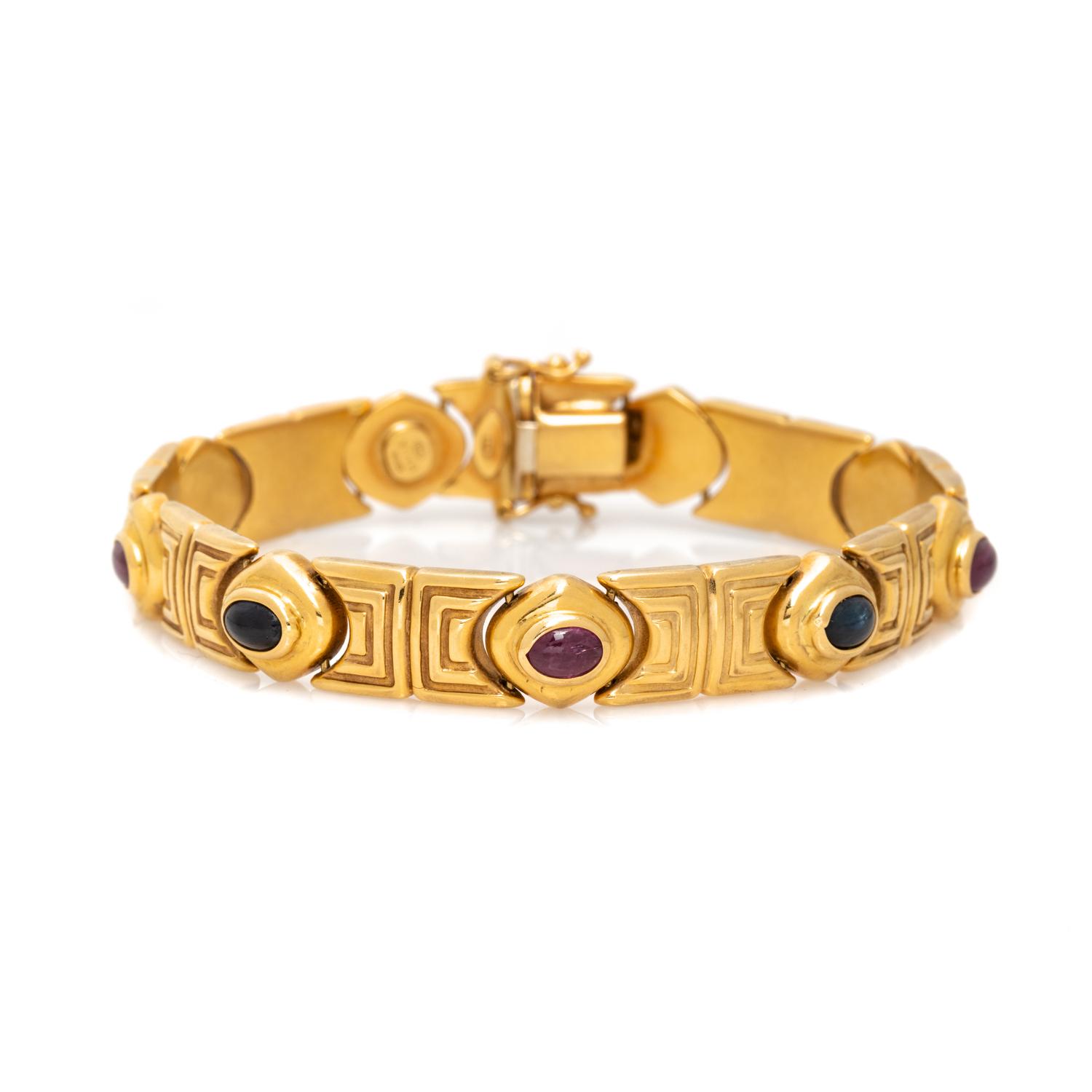 YELLOW GOLD, SAPPHIRE AND RUBY BRACELET
