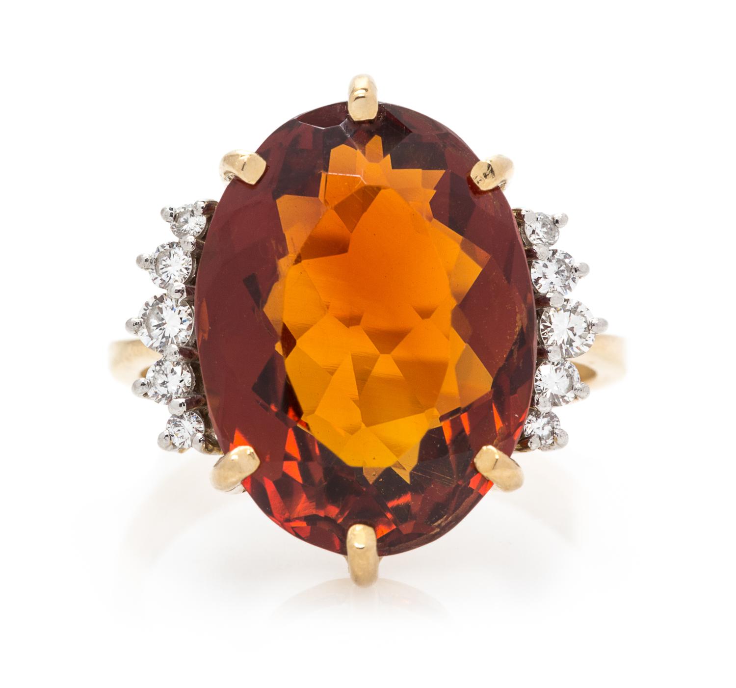 A 18 Karat Yellow Gold, Platinum, Citrine, and Diamond Ring, H. Stern, 4.70 dwts.