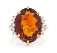 A 18 Karat Yellow Gold, Platinum, Citrine, and Diamond Ring, H. Stern, 4.70 dwts.