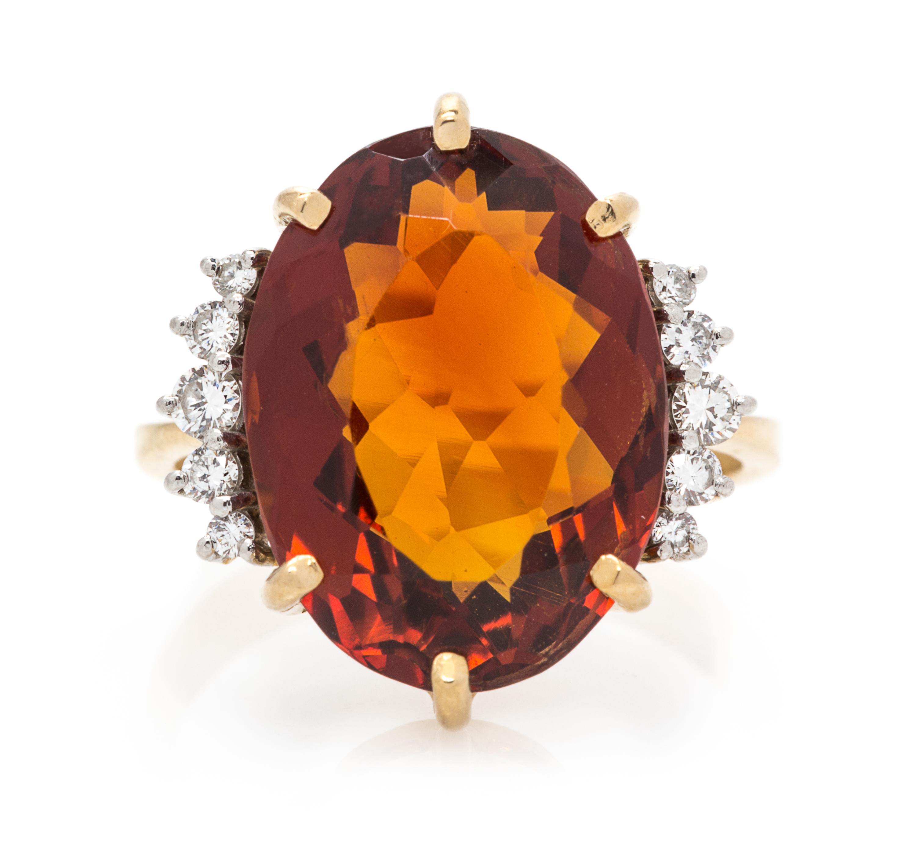 A 18 Karat Yellow Gold, Platinum, Citrine, and Diamond Ring, H. Stern, 4.70 dwts.