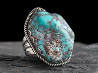 Large Silver and Turquoise Nugget Ring