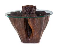 A Root Wood and Glass-Top Table