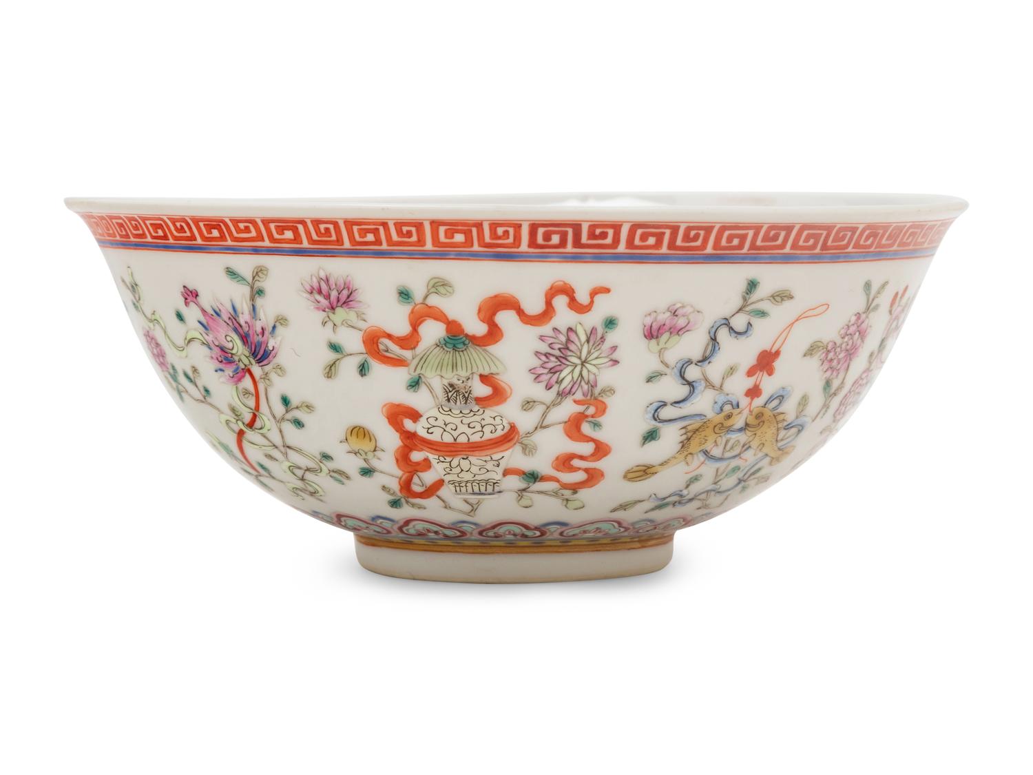 A Famille Rose Porcelain 'Buddhist Emblems' Bowl