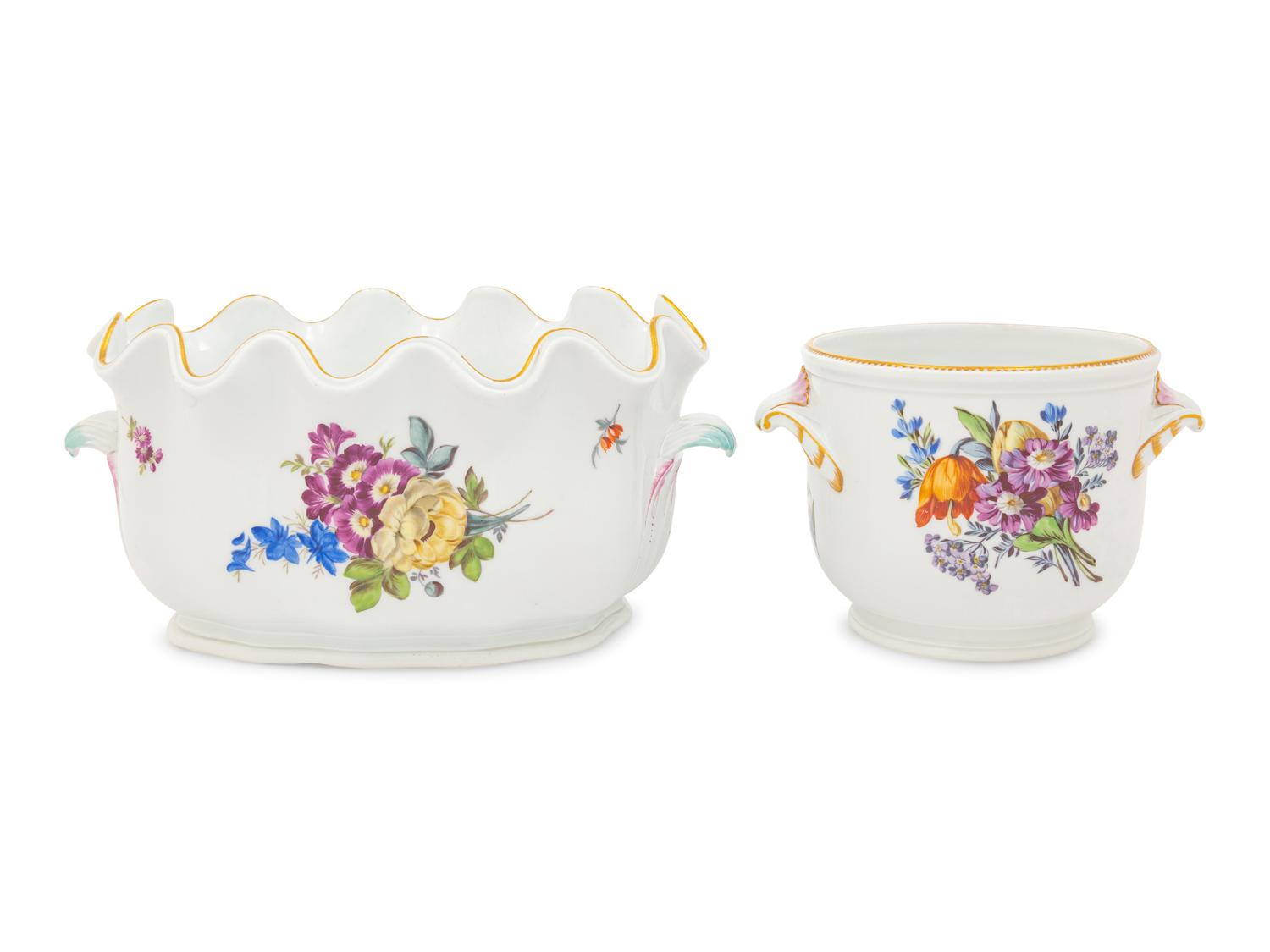 A German Porcelain Monteith and Cache Pot