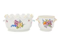 A German Porcelain Monteith and Cache Pot