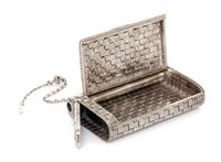 A Russian Silver Cigarette Case, Mark of Otto Makselius, St. Petersburg, late 19th century, worked in a basket weave pattern with an at