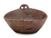 A Carved Wood Handled Burlwood Bowl