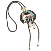 Silver and Mosaic Inlay Eagle Dancer Bolo Tie