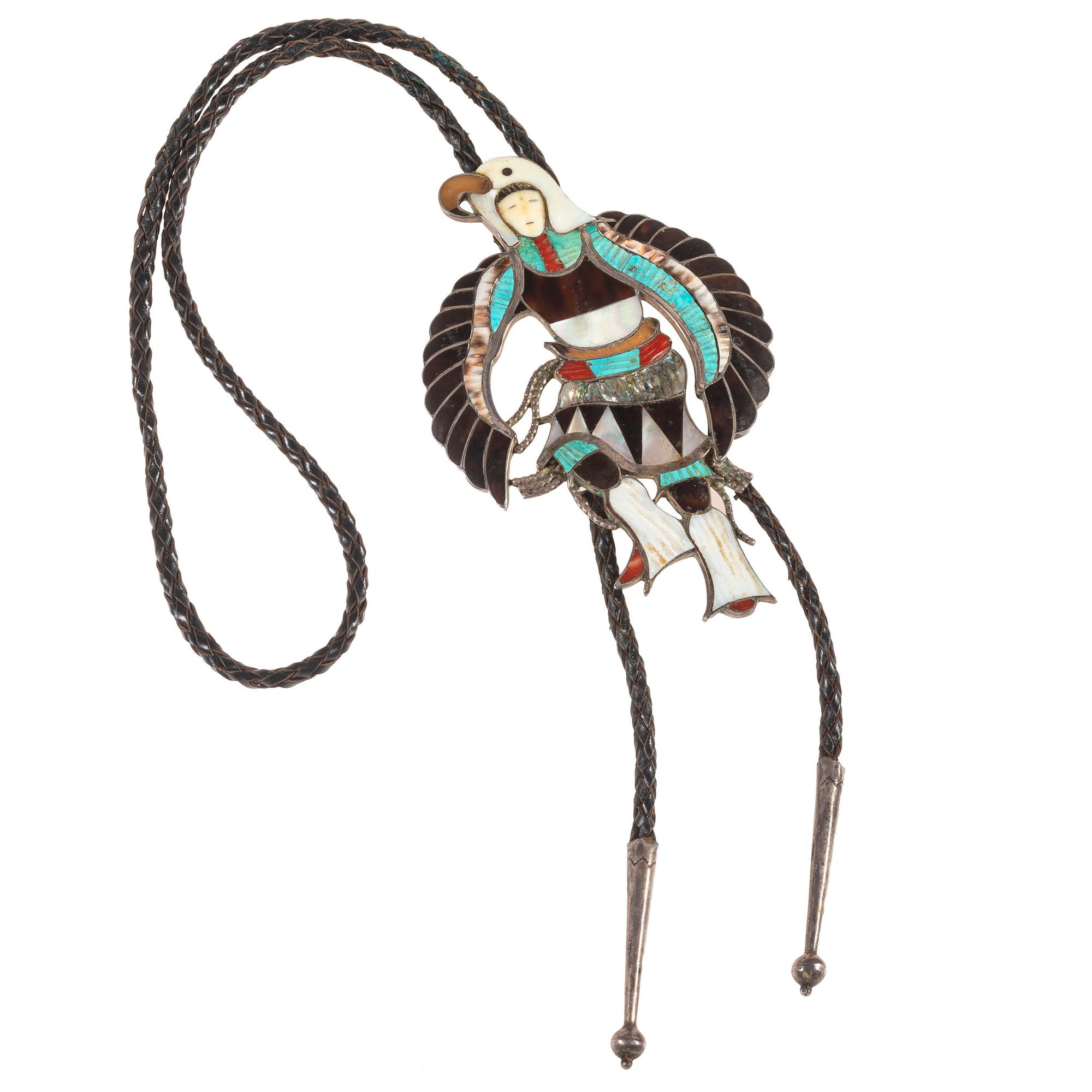 Silver and Mosaic Inlay Eagle Dancer Bolo Tie