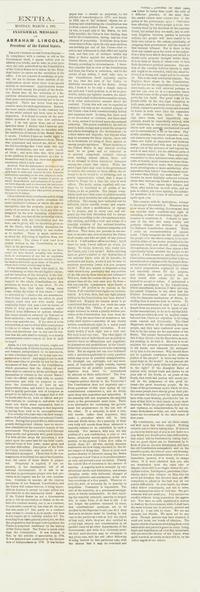 [Lincoln, Abraham] Inaugural Message of Abraham Lincoln, President of the United States