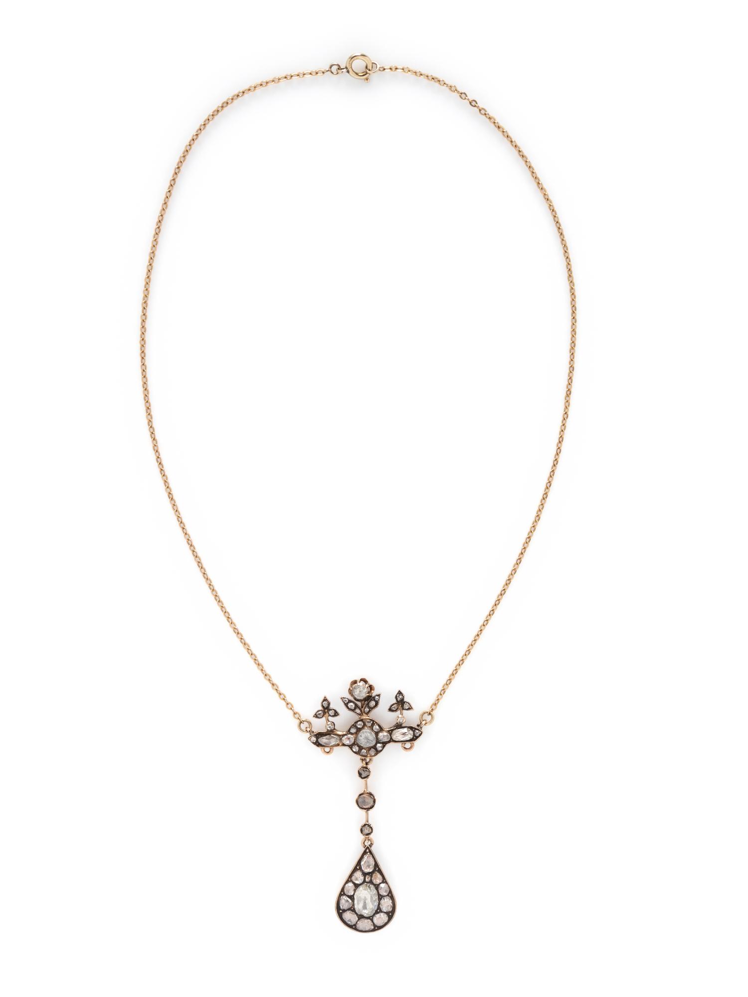 ROSE CUT DIAMOND PENDANT NECKLACE