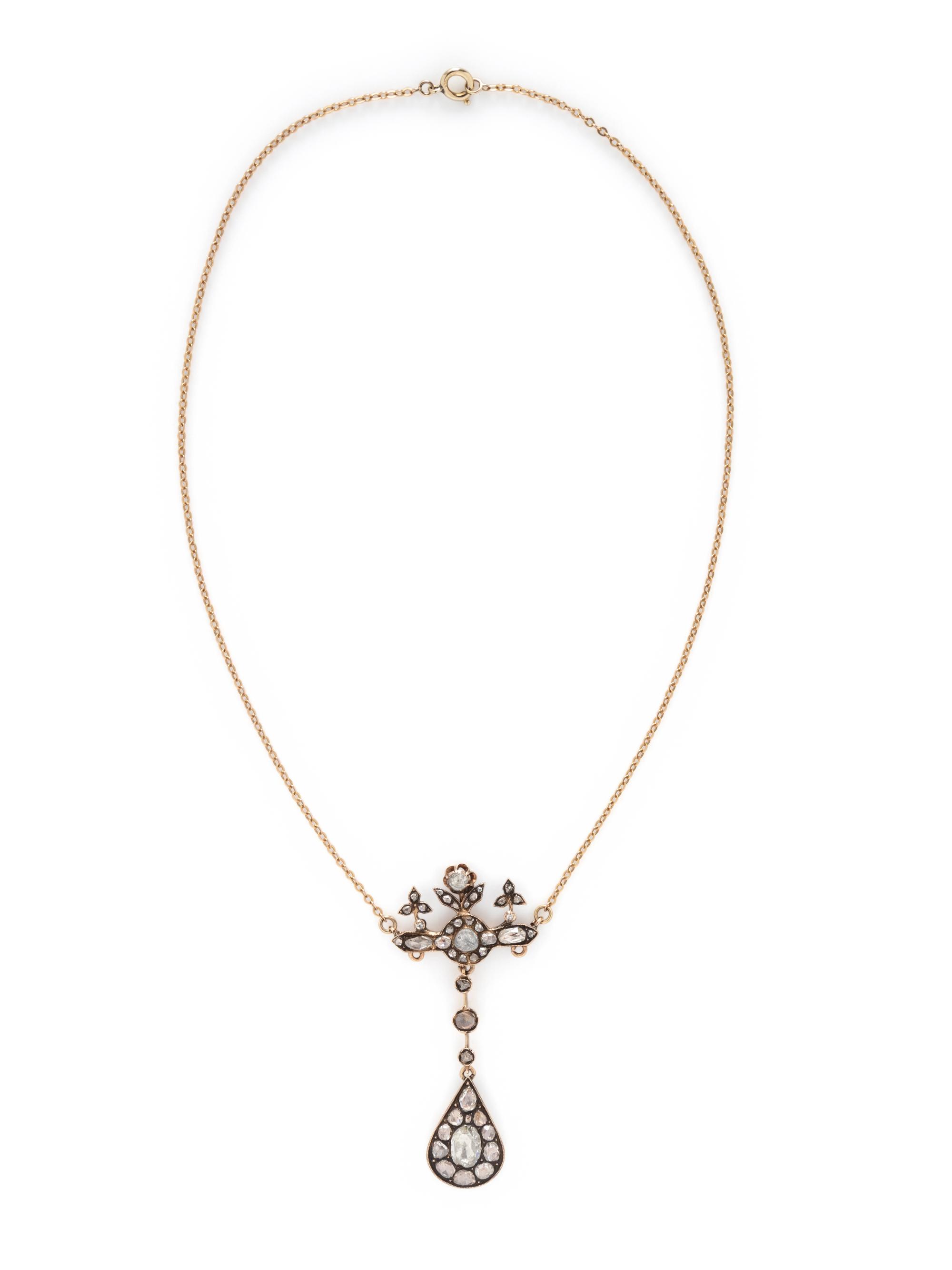 ROSE CUT DIAMOND PENDANT NECKLACE