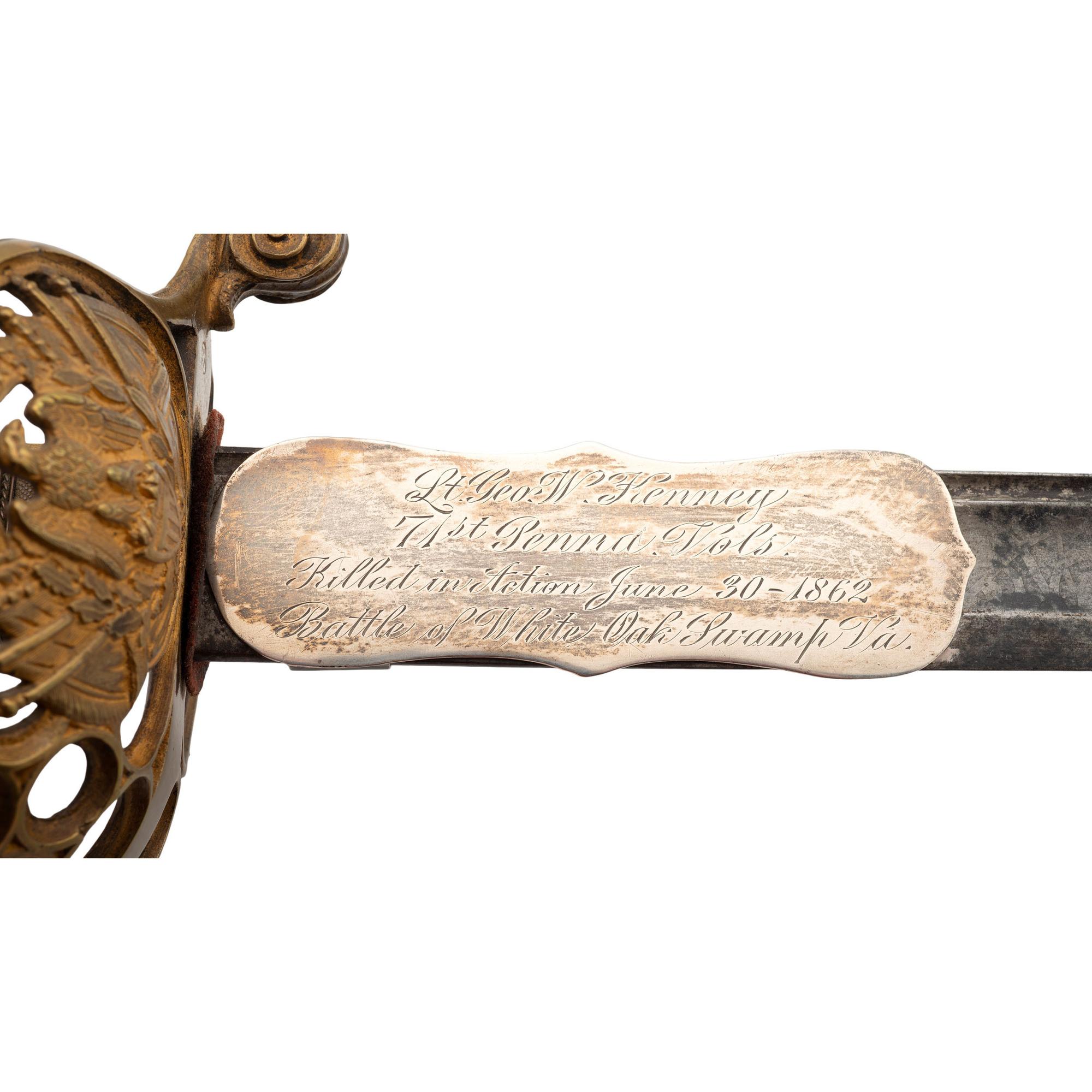 Klingenthal Combination French Hilt Non-Regulation Officer's Sword of Lt. George W. Kenney - 71st PA Volunteers aka 1st California Regiment - POW at Balls Bluff and KIA at White Oak Swamp