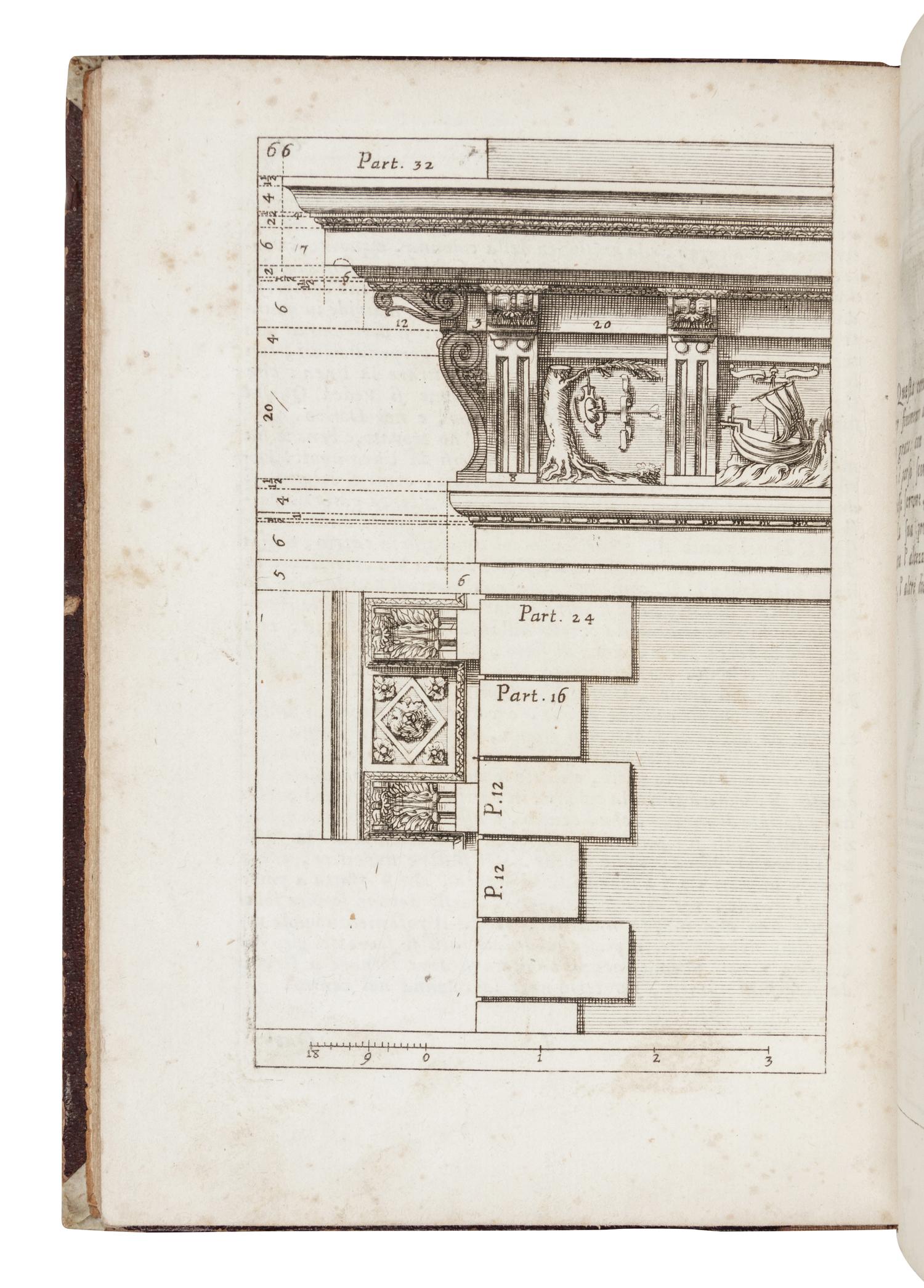 [ARCHITECTURE]. BAROZZI, Giacomo, called Vignola (1507-1573). Regola delli cinque ordini d'architettura . Bologna, Lelio dalla Volpe, 1736.