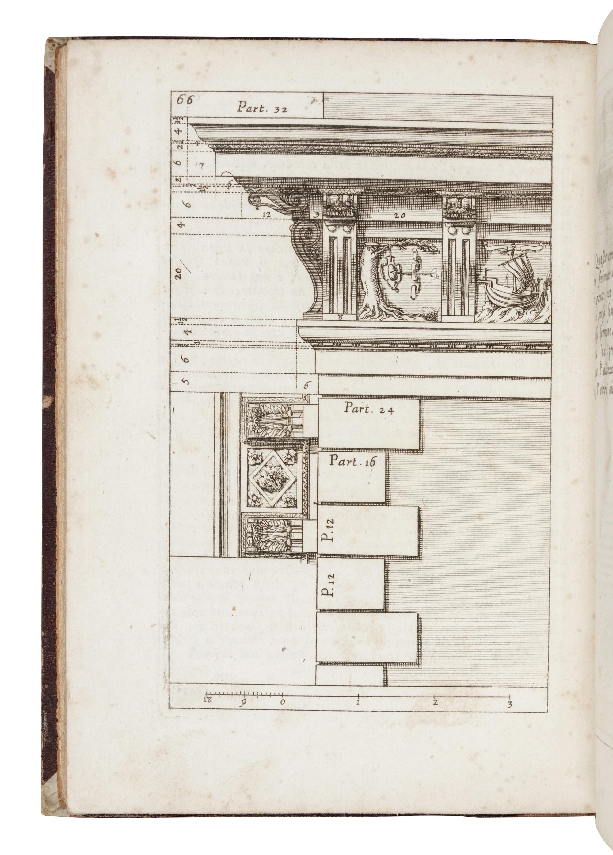 [ARCHITECTURE]. BAROZZI, Giacomo, called Vignola (1507-1573). Regola delli cinque ordini d'architettura . Bologna, Lelio dalla Volpe, 1736.