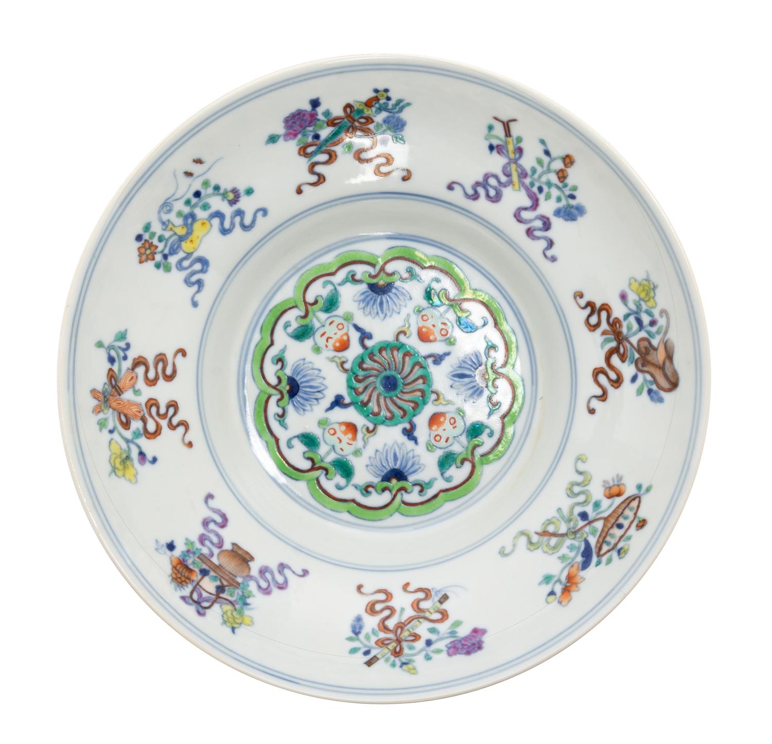 A Doucai Ogee-Form Porcelain Bowl Diameter 8 inches. — QIANLONG PERIOD (1736-1795)