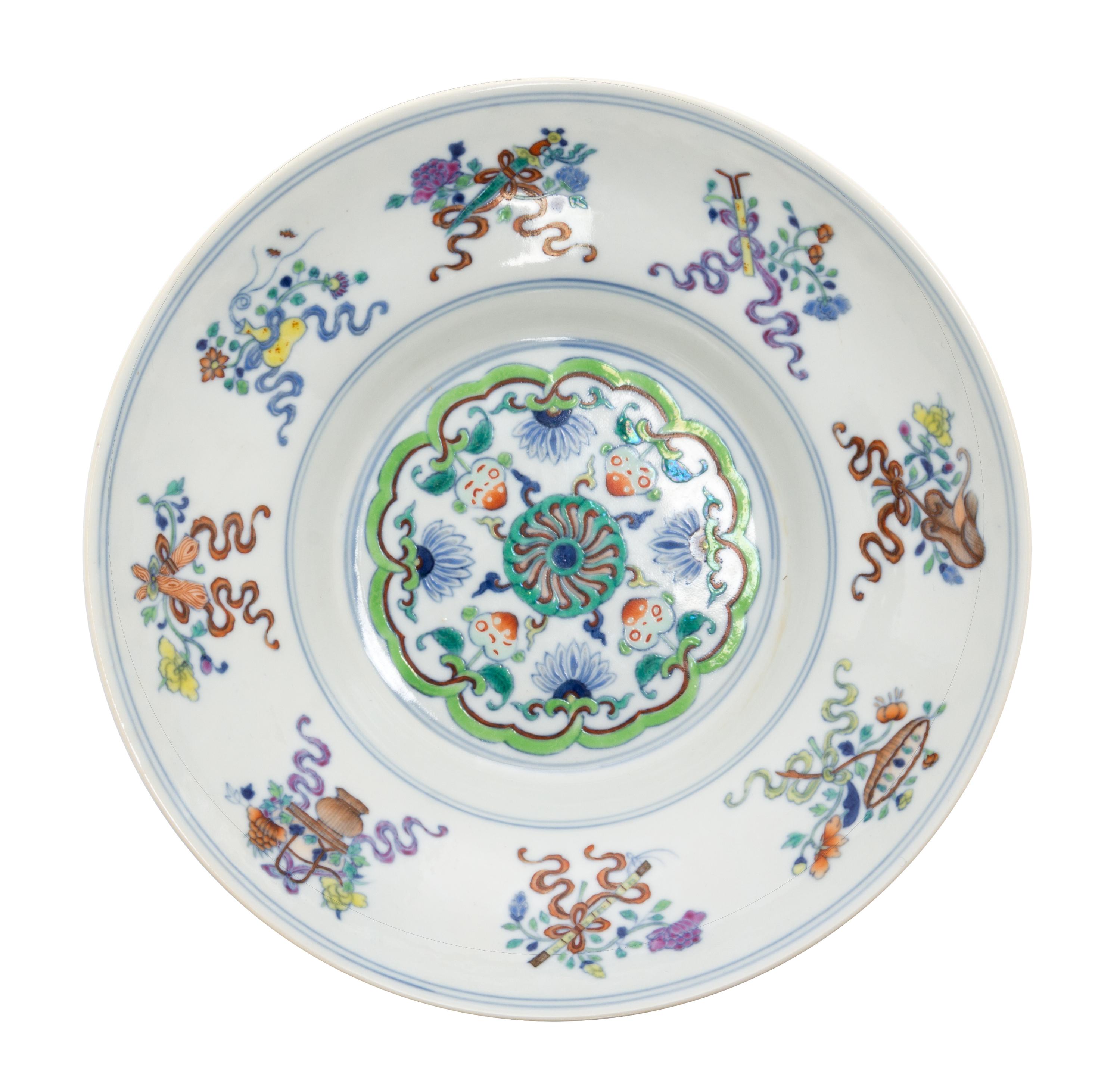 A Doucai Ogee-Form Porcelain Bowl Diameter 8 inches. — QIANLONG PERIOD (1736-1795)