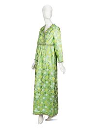 Oscar de la Renta, Green Metallic Jacquard Gown, 1969
