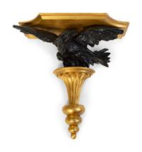 A Pair of Georgian Giltwood and Ebonized Carved Eagle Wall Brackets — EARLY 19TH CENTURY
