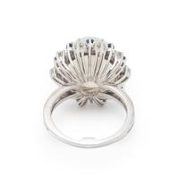 CAT'S EYE MOONSTONE, DIAMOND, AND SAPPHIRE RING