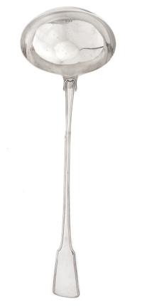 A George III Silver Ladle, Richard Crossley, London, 1812, having a thread and fiddle decorated handle.