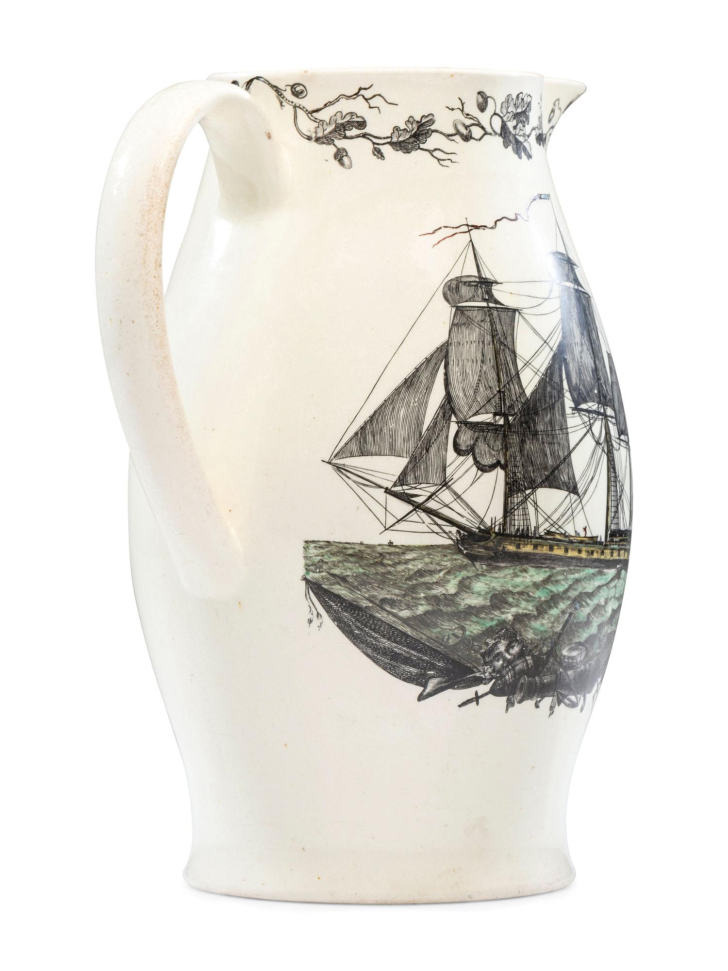 A Liverpool Creamware 'John Adams' Pitcher