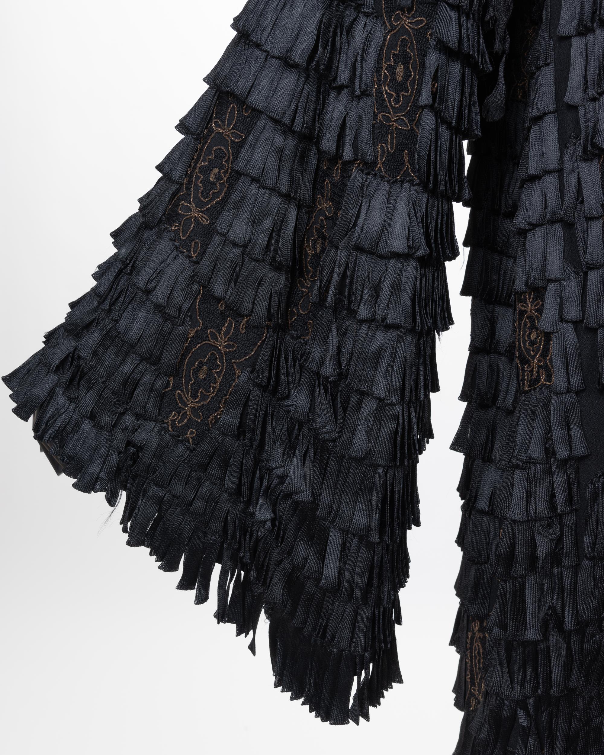 Unlabeled Black Coat with Ruffles, 1910-30s