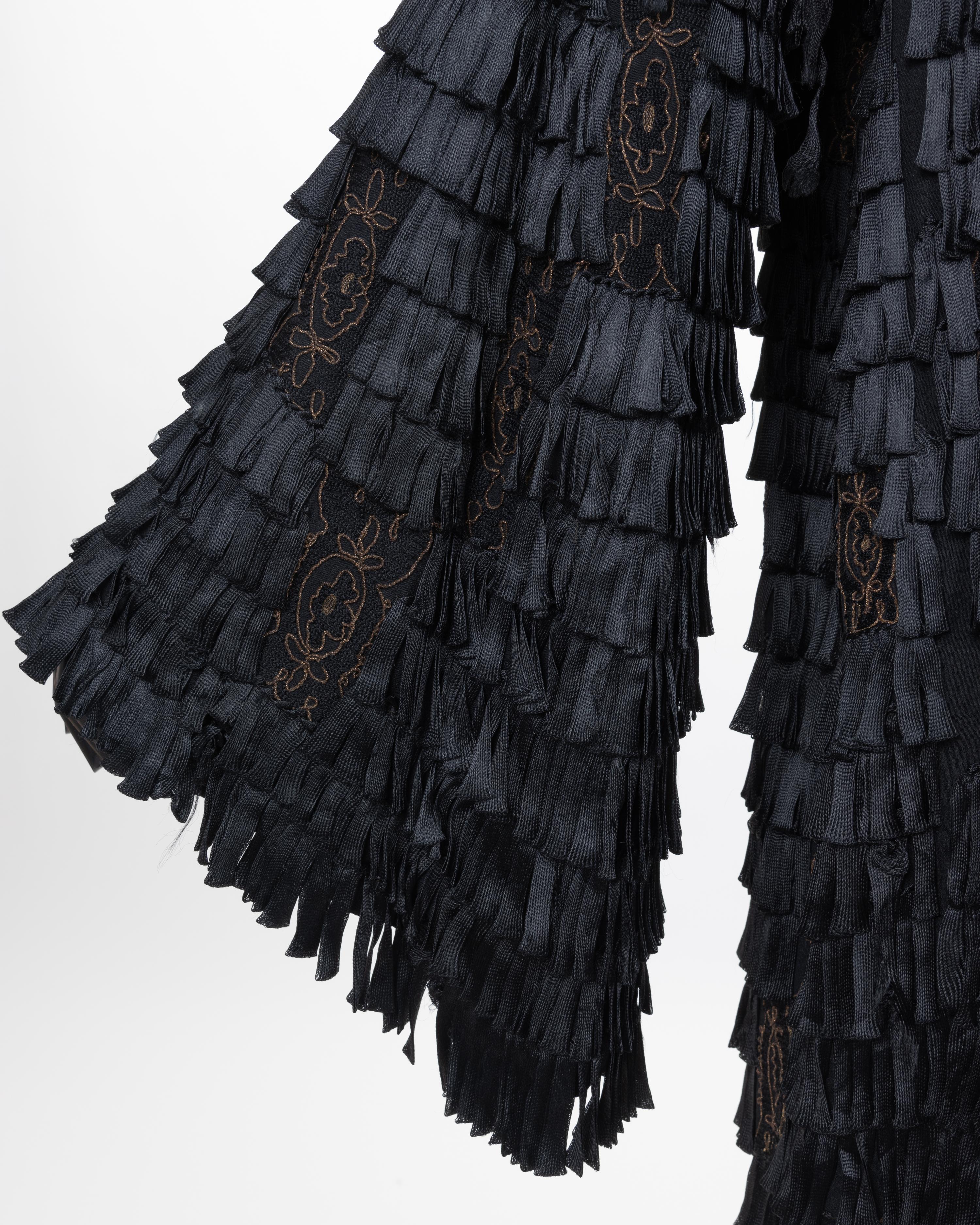 Unlabeled Black Coat with Ruffles, 1910-30s
