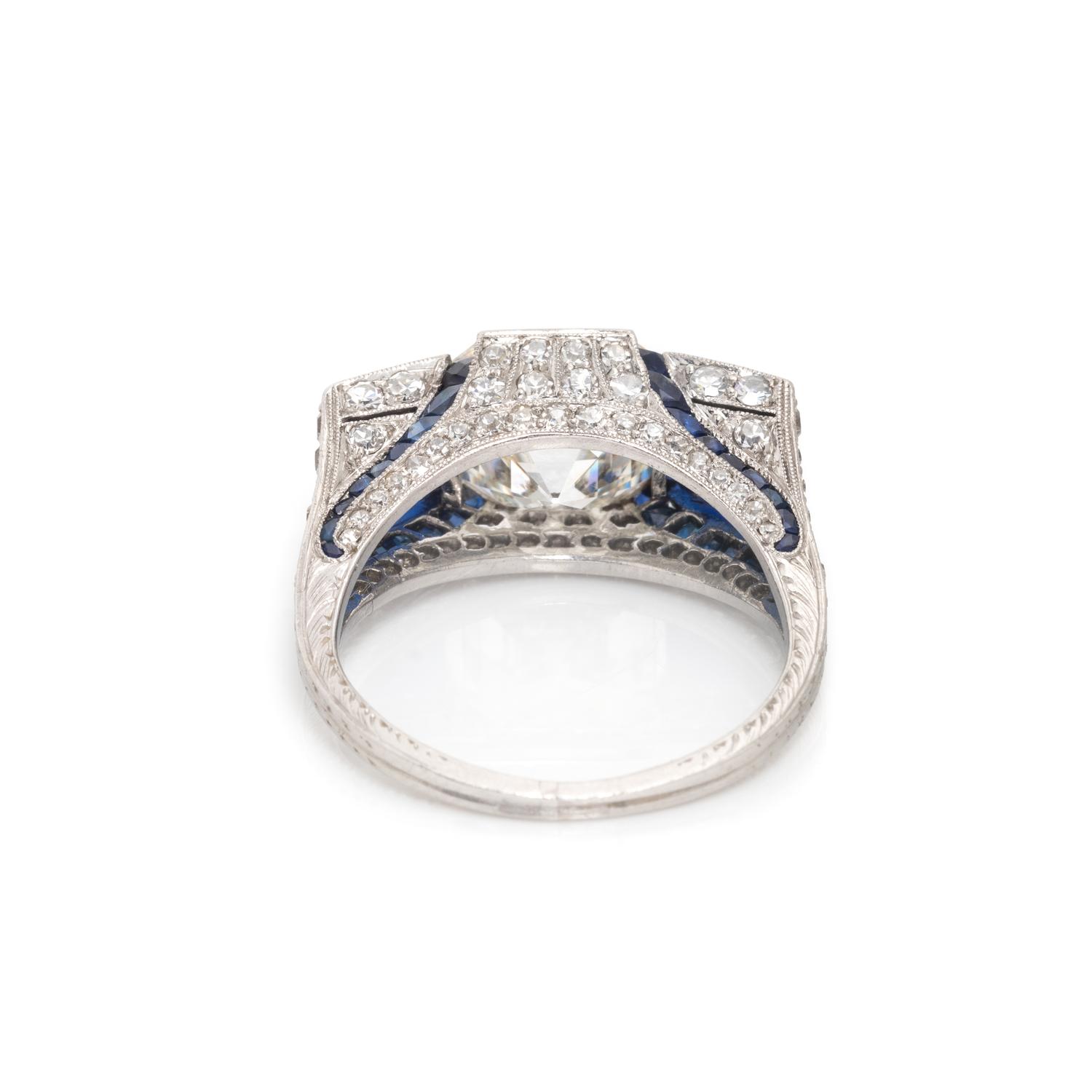 ART DECO, DIAMOND AND SAPPHIRE RING