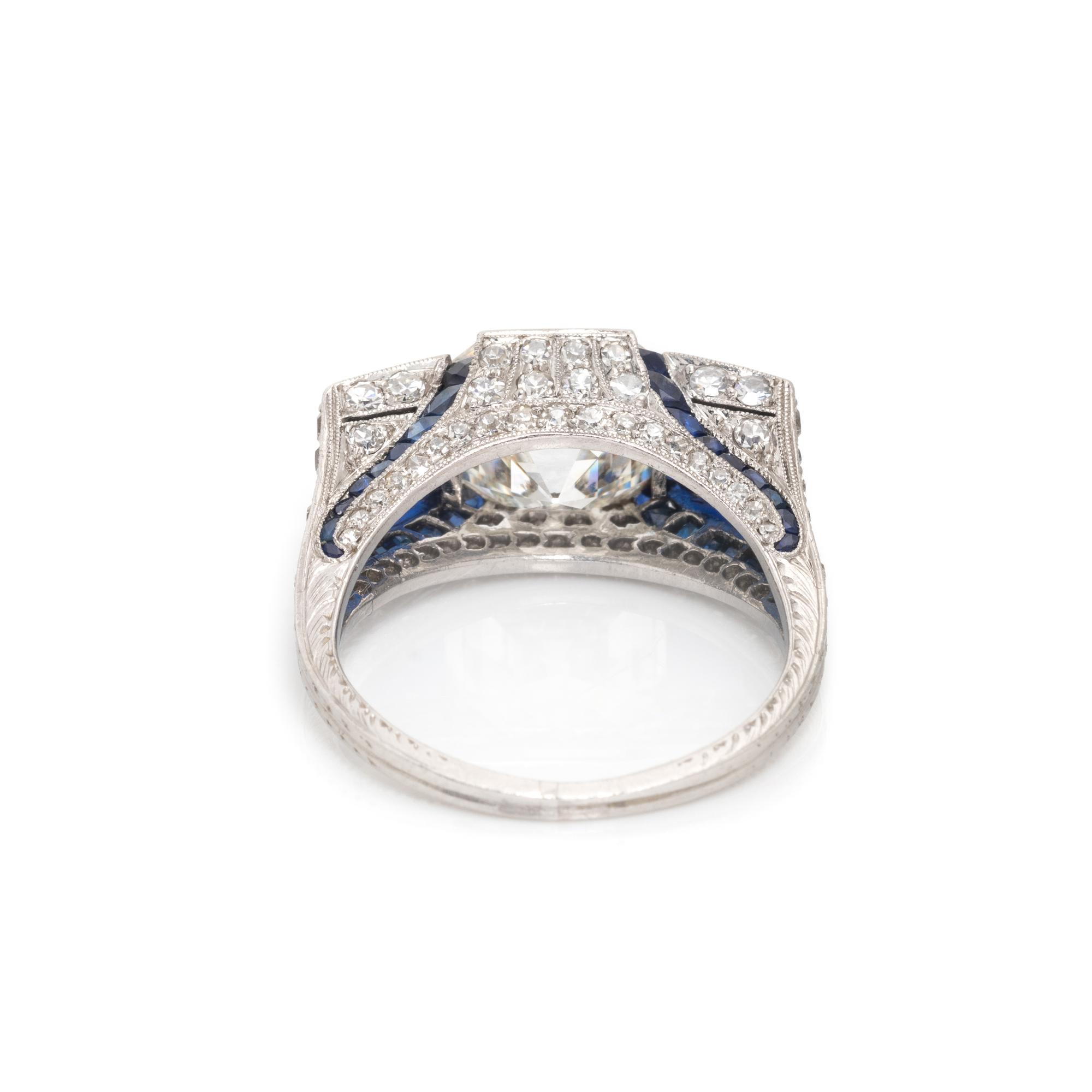 ART DECO, DIAMOND AND SAPPHIRE RING