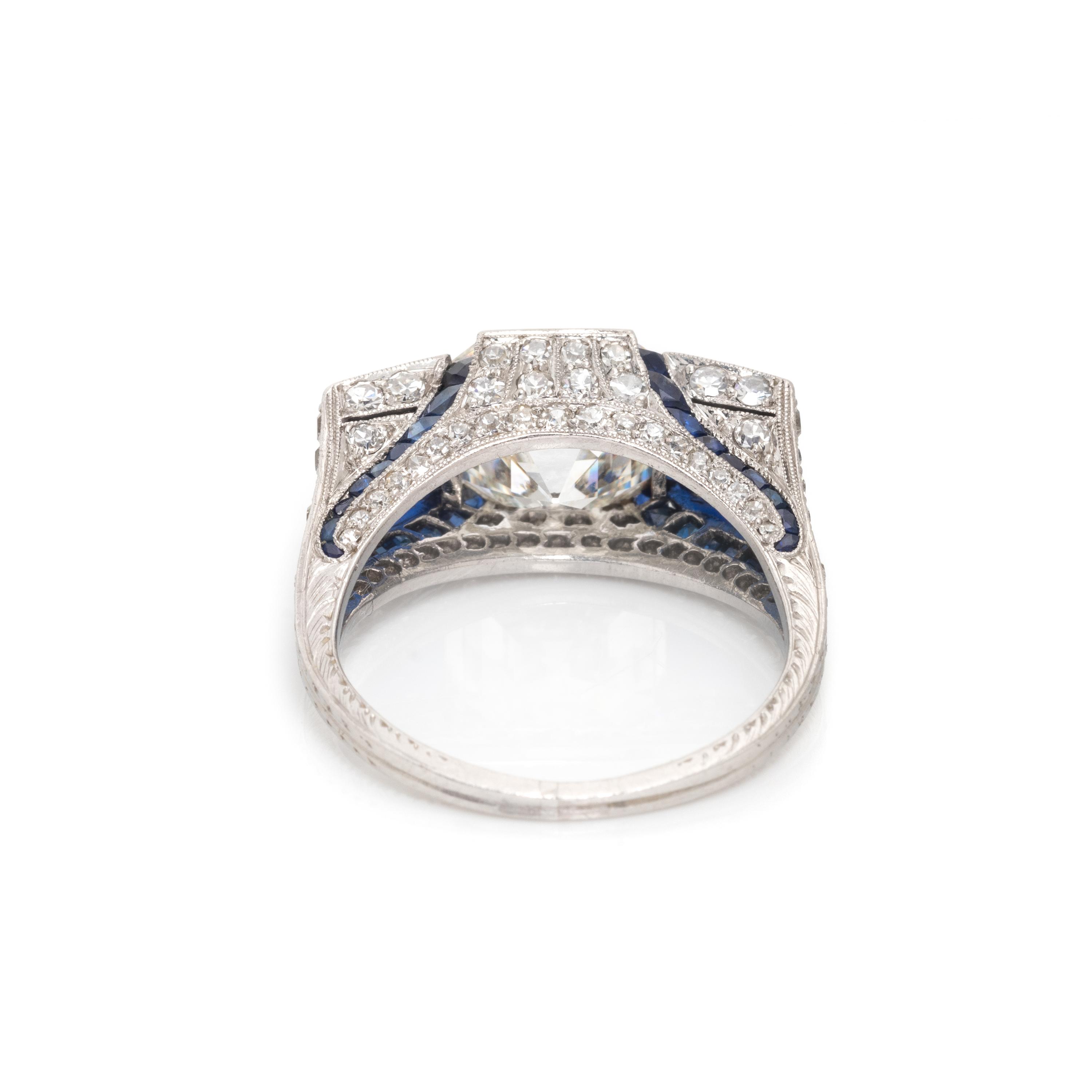 ART DECO, DIAMOND AND SAPPHIRE RING