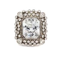 A Platinum, White Sapphire and Diamond Ring, 18.00 dwts.