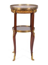 A Louis XV/XVI Transitional Gilt Metal Mounted Marble Top Two-Tier Gueridon — 19TH CENTURY