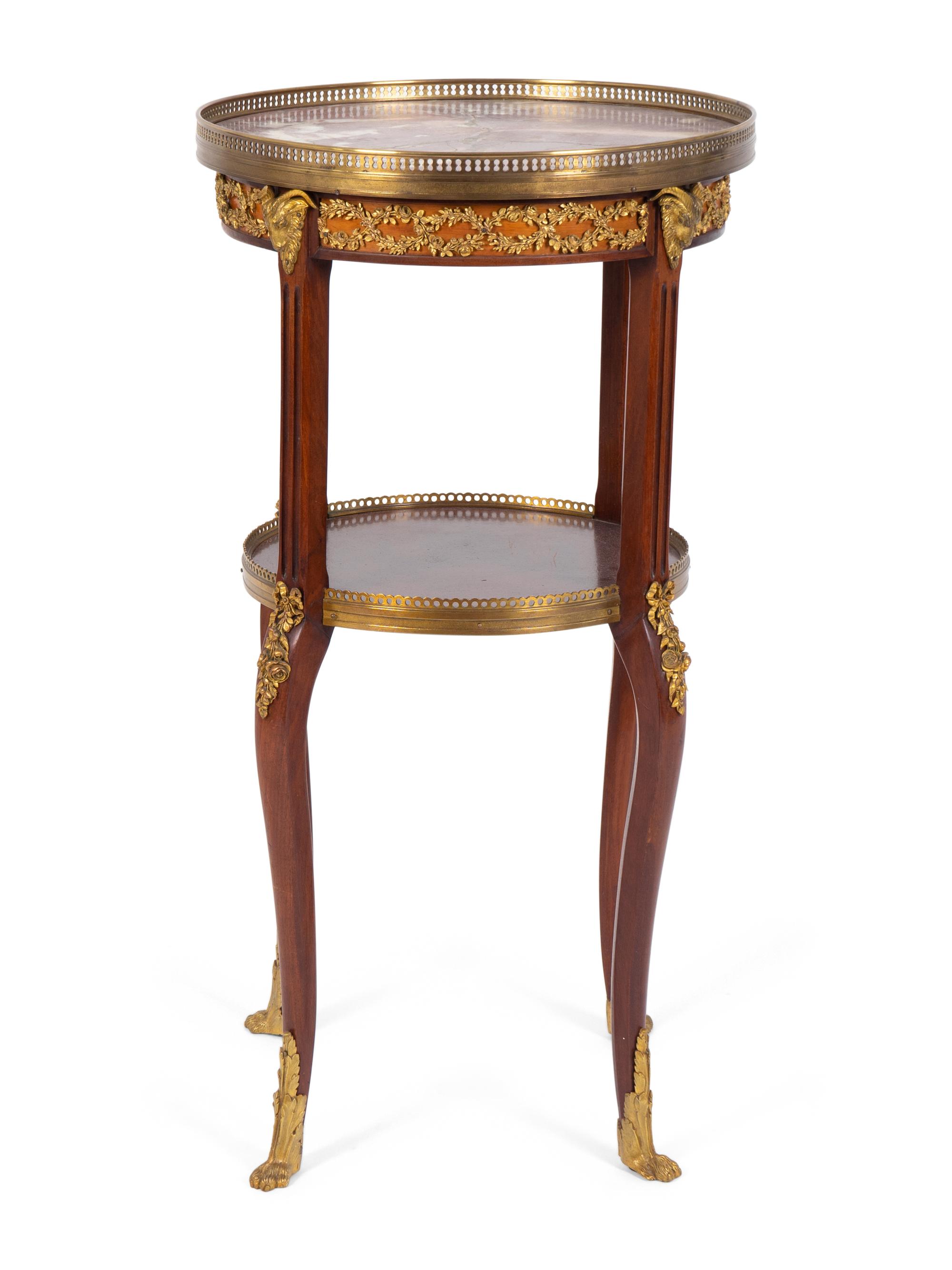 A Louis XV/XVI Transitional Gilt Metal Mounted Marble Top Two-Tier Gueridon — 19TH CENTURY