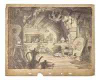 [CHILDREN'S ILLUSTRATIONS]. [DISNEY, Walt]. Original layout sketch for Disney's Pinocchio. N.p., n.d. [ca 1940].
