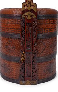 An Asian Style Bamboo Tiered Picnic Basket — MAITLAND SMITH, 20TH CENTURY