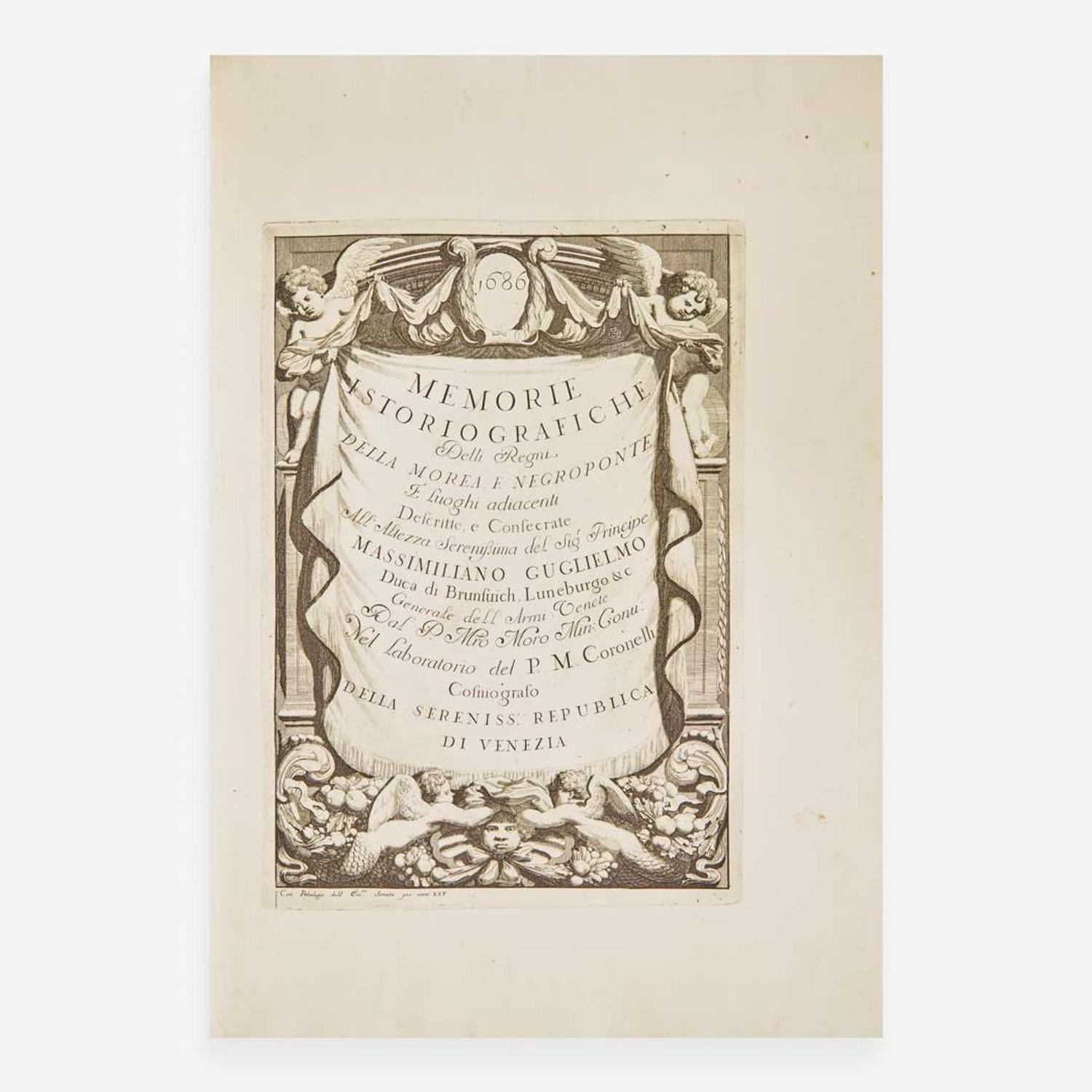 [Travel & Exploration] Coronelli, (Vincenzo) M(aria). Memorie istoriografiche delli regni della Morea e Negroponte