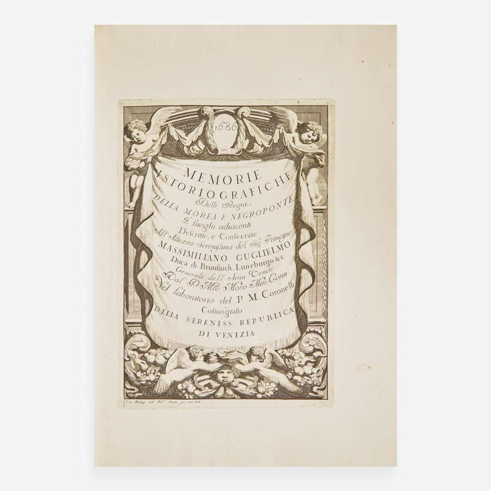 [Travel & Exploration] Coronelli, (Vincenzo) M(aria). Memorie istoriografiche delli regni della Morea e Negroponte